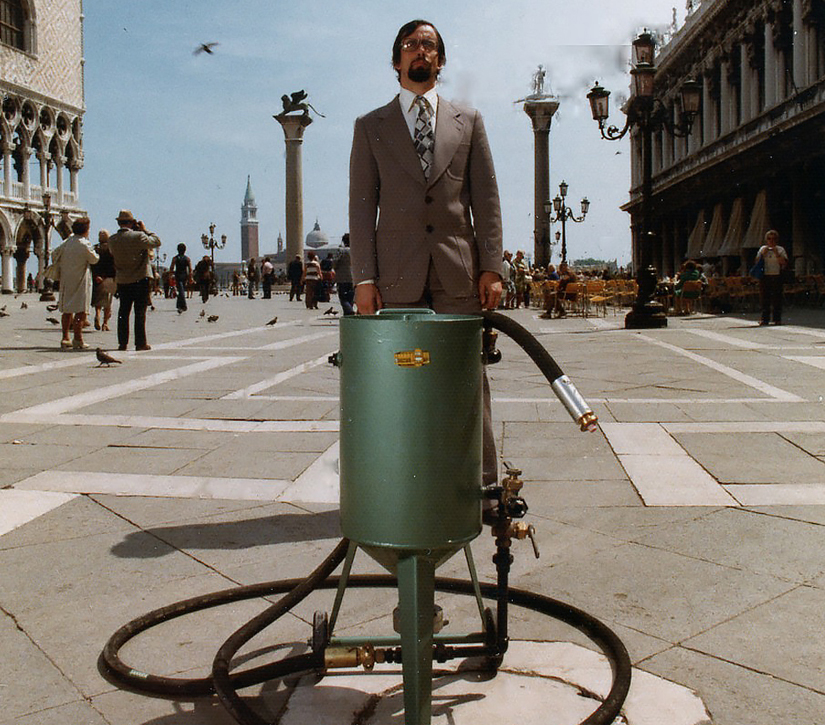 A Clemco blast machine, along with other great works of art, adorns the Piazza San Marco (often referred to in English as St Mark's Square) in Venice, Italy. Fashion (thankfully) has changed since the 1980s, but Clemco quality never goes out of style.