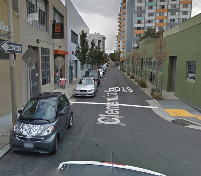 Clementina Street in San Francisco as it is today.
