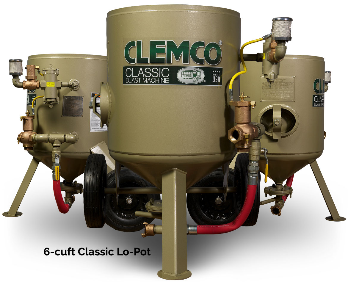 6 cuft Classic Lo-Pot Abrasive Blast Machine | 180° view- right, front, and left sides