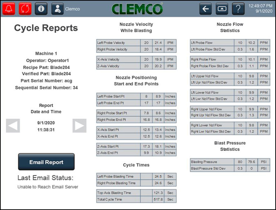 Cycle Reports, automated blasting systems, automated solutions