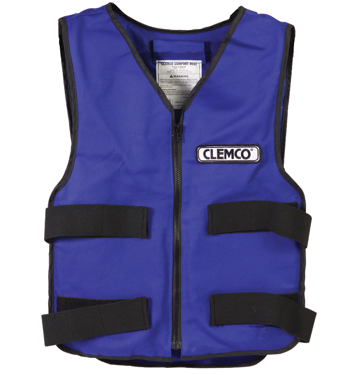 a blue vest with black straps