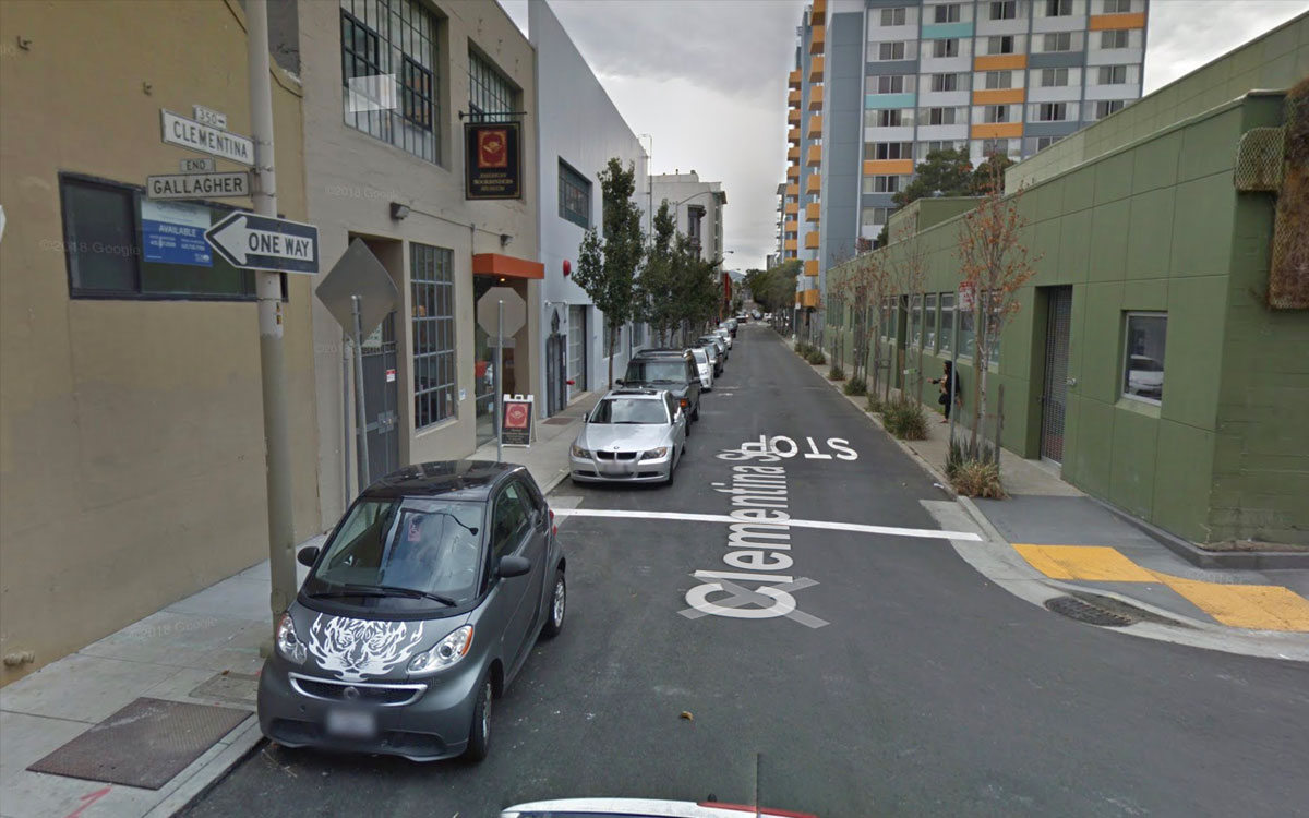 The corner of Clementina and Gallagher, San Francisco